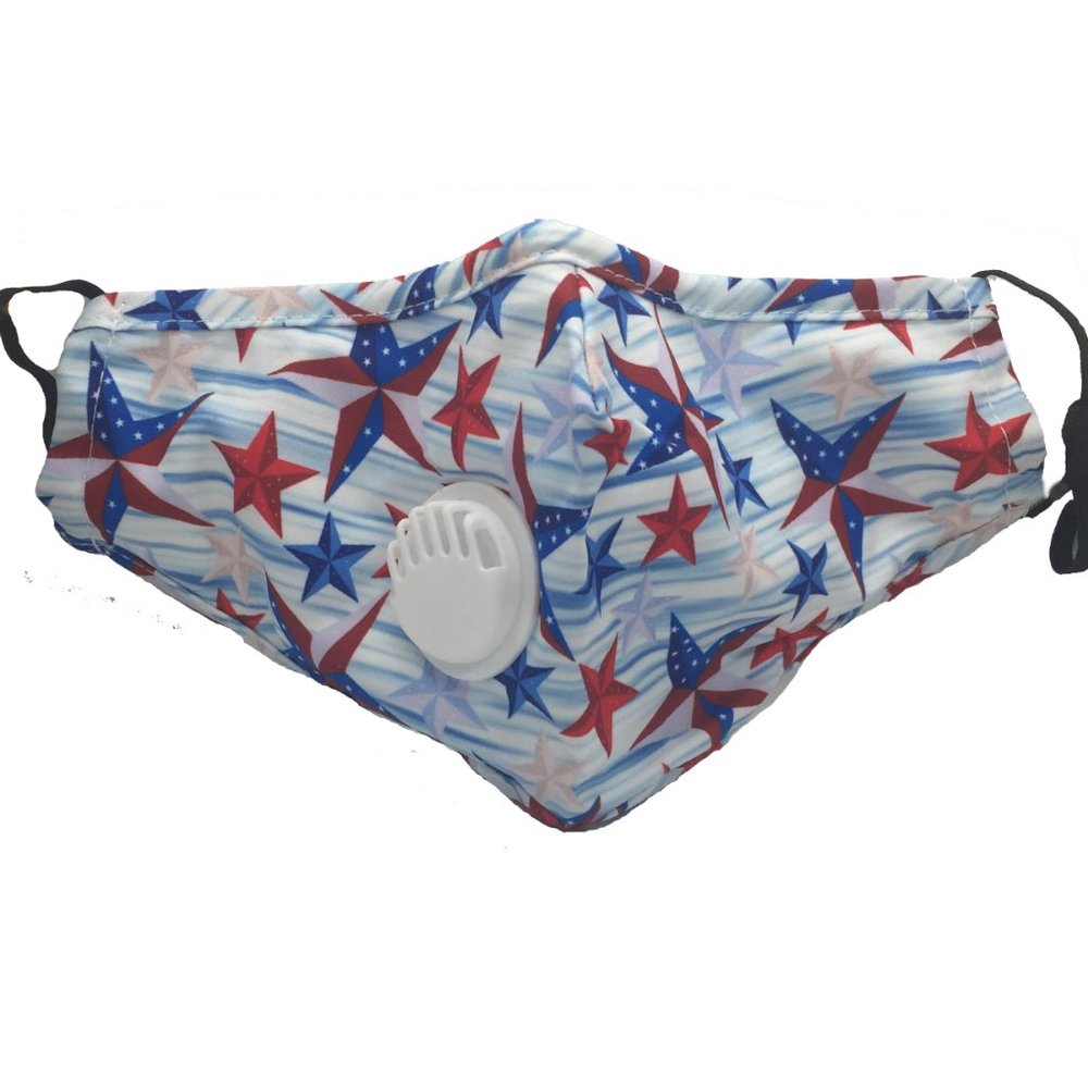 Reusable Star Power Cotton Face Mask w/Vent Valve